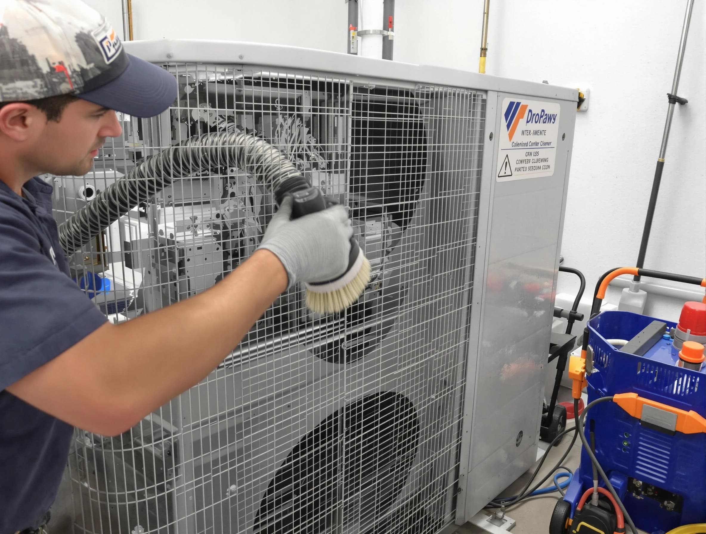 Attleboro Air Duct Cleaning specialist performing precision AC coil cleaning for improved system performance in Attleboro