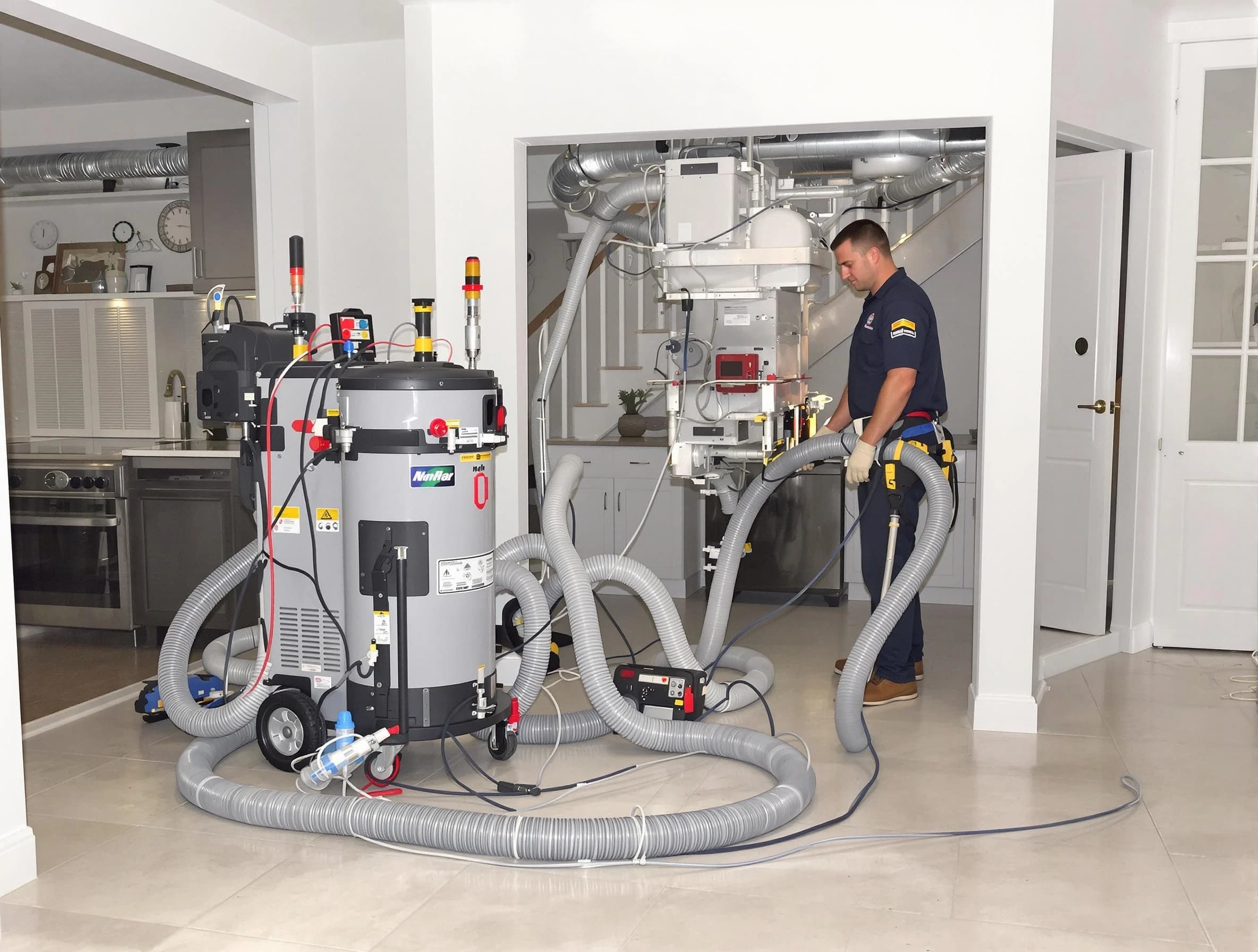 Attleboro Air Duct Cleaning technician operating negative pressure cleaning equipment for thorough duct maintenance in Attleboro
