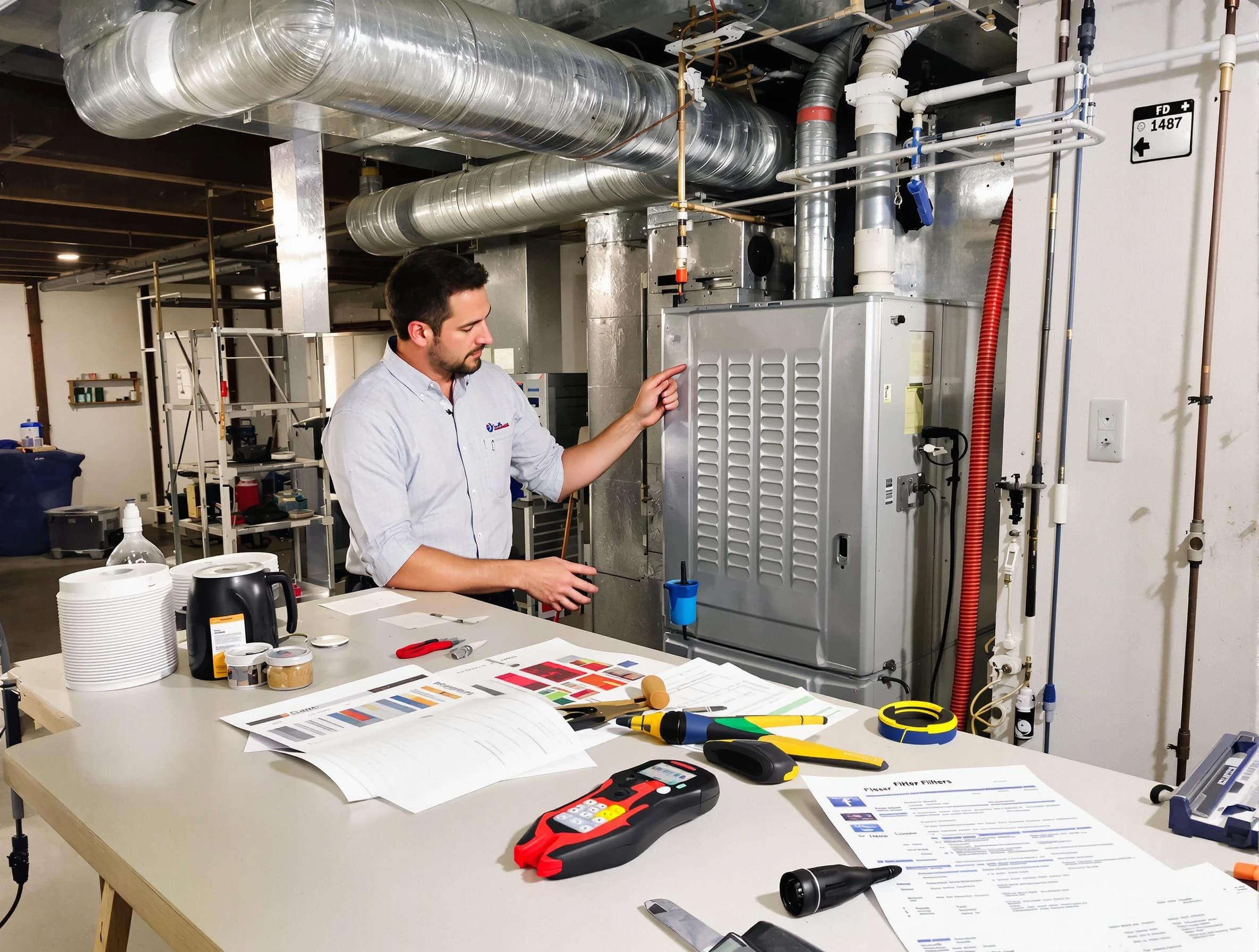 Attleboro Air Duct Cleaning inspector conducting detailed filter system evaluation using professional diagnostic tools in Attleboro