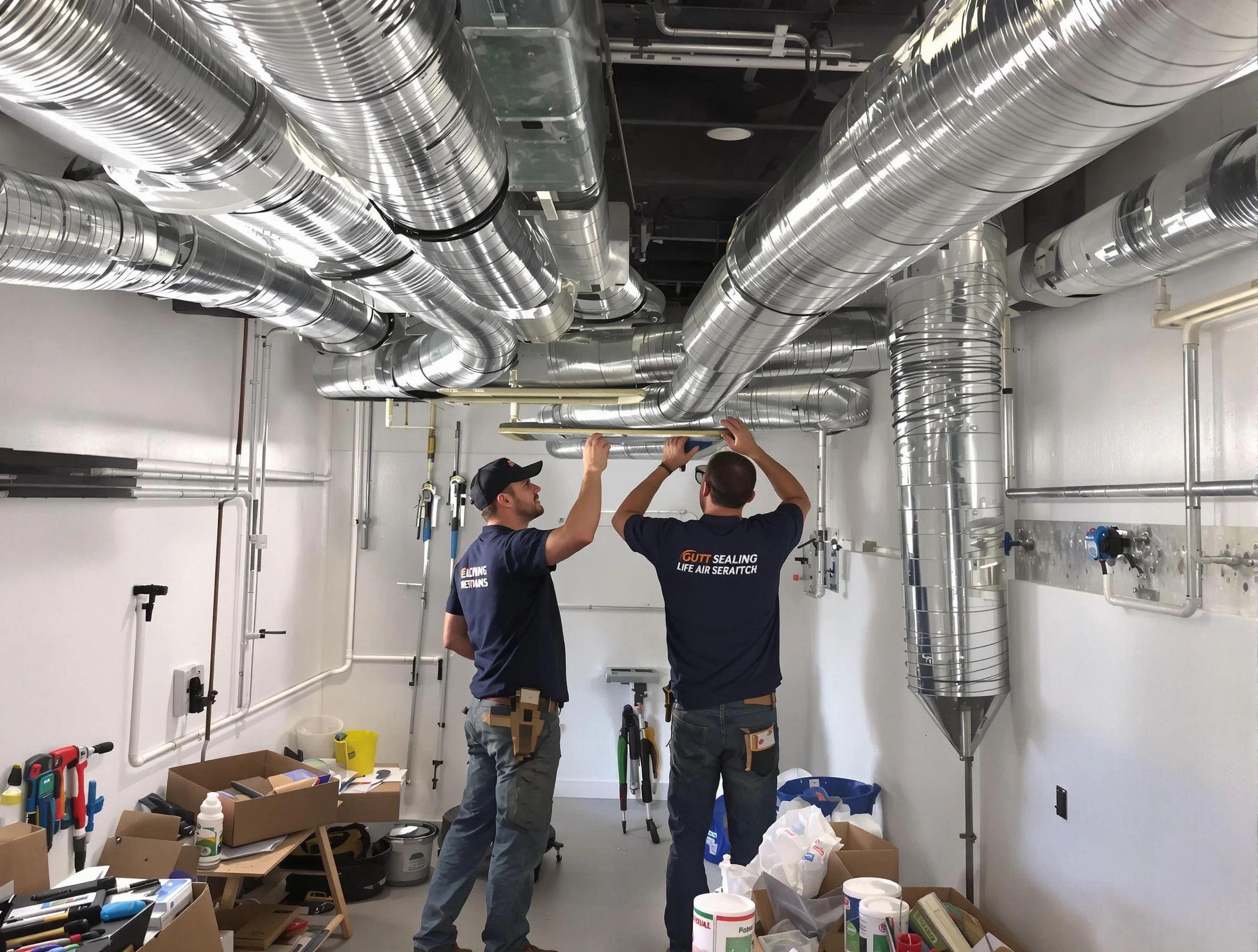 Attleboro Air Duct Cleaning technician applying professional duct sealing solutions in Attleboro