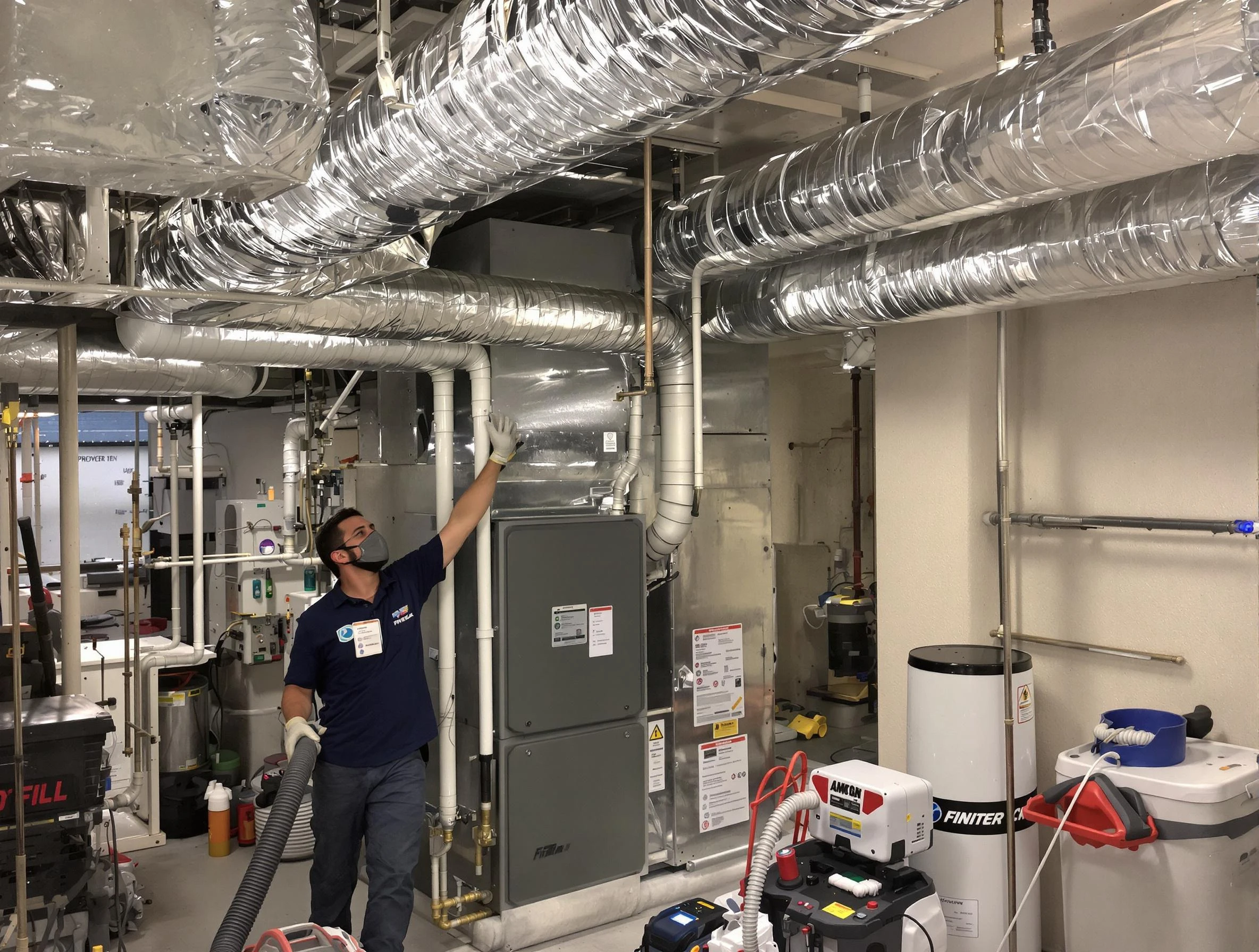 Attleboro Air Duct Cleaning specialist performing thorough furnace duct cleaning in a Attleboro residence