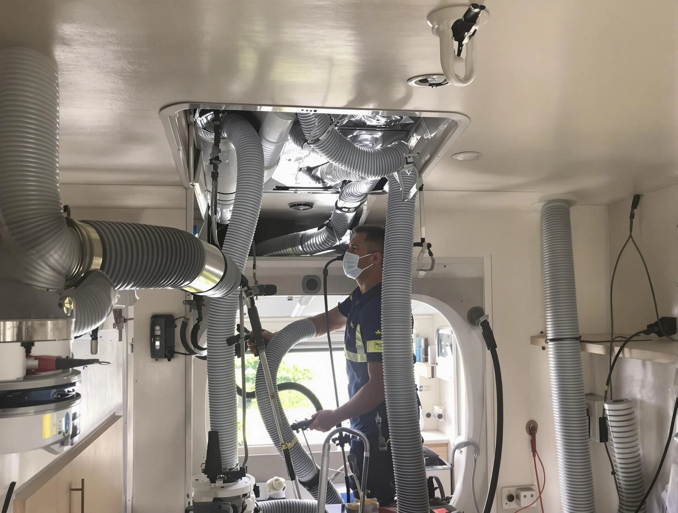 Attleboro Air Duct Cleaning specialist performing precise mobile home duct cleaning in Attleboro