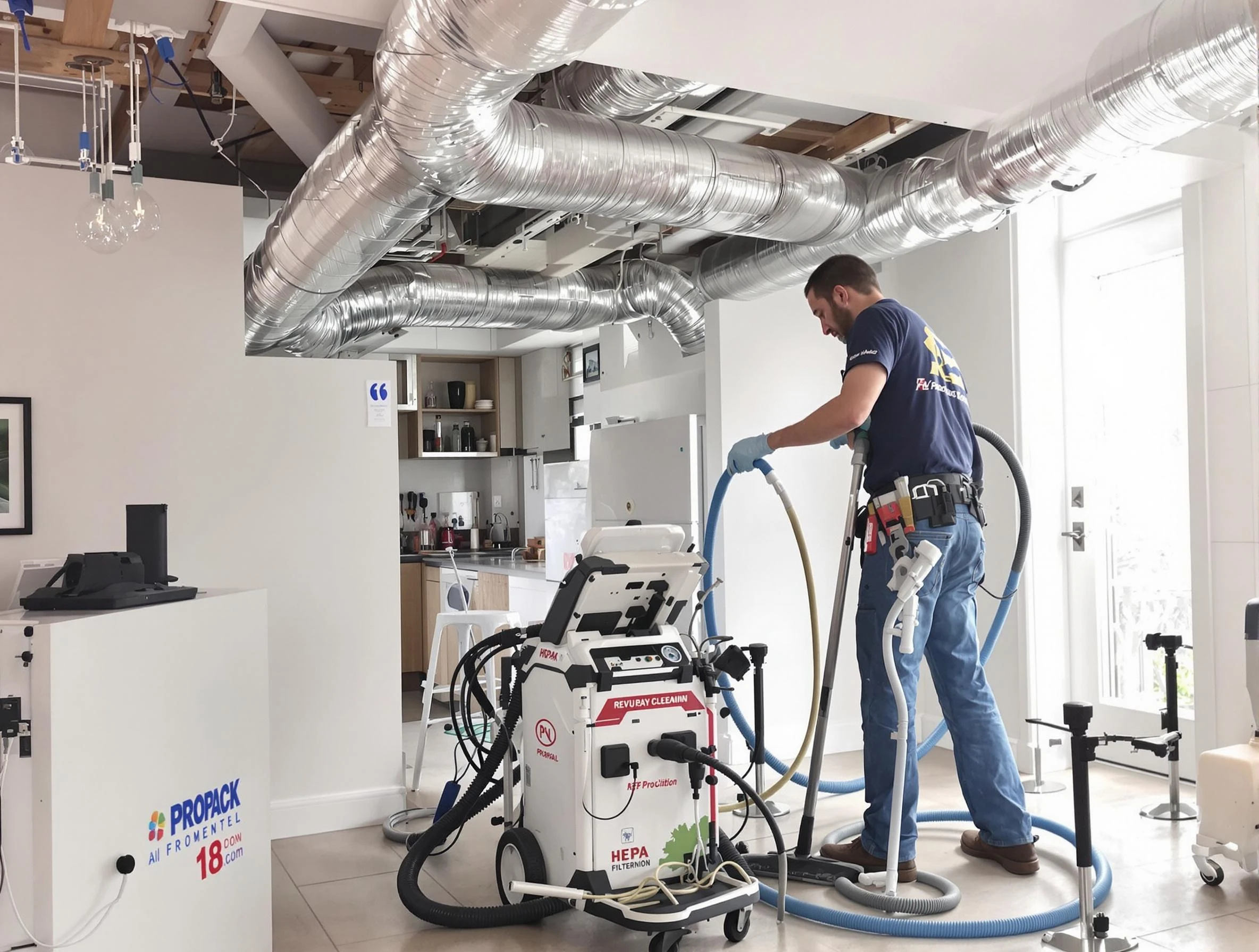 Attleboro Air Duct Cleaning technician performing advanced pure duct cleaning with specialized equipment in Attleboro
